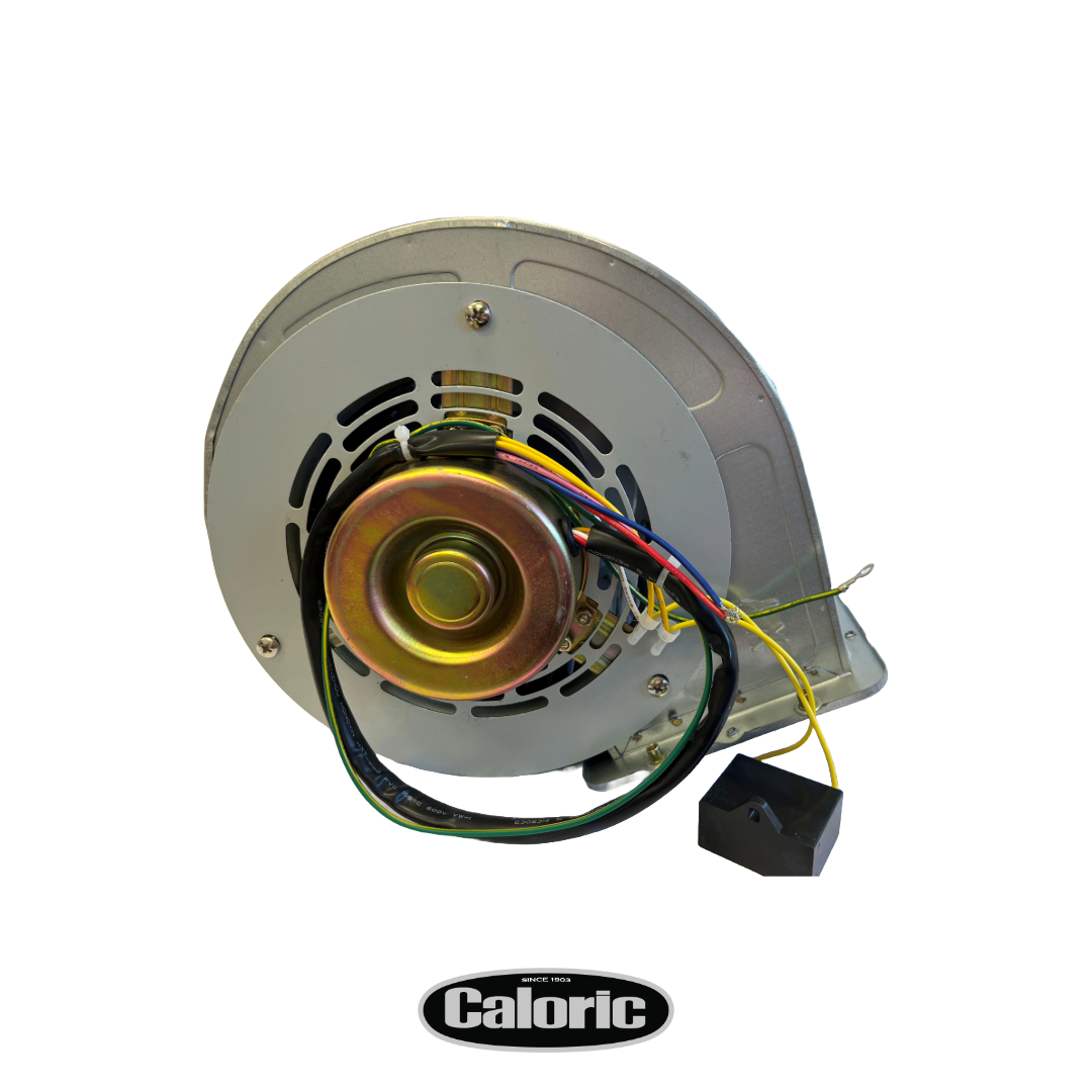 The Squirrel Cage Motor 3-SPD for Caloric Range Hoods: CVI28-SS, CVI34-SS, CVWSV30Z-SS, CVWSV30F-SS. Part # 03-00011.