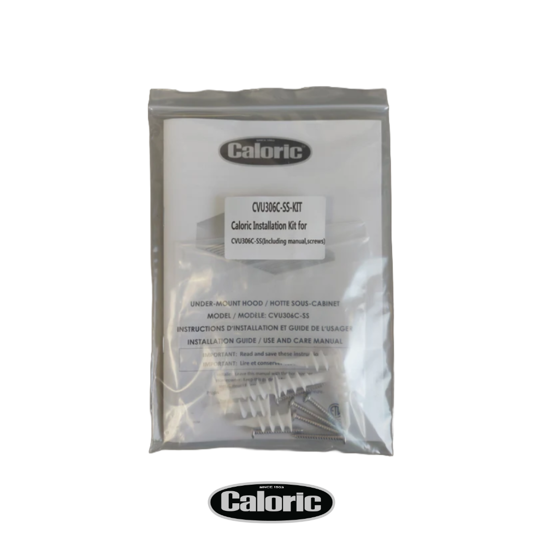 Caloric CVU306C-SS Range Hood Installation kit (Including manual & screws). Part # 03-00030