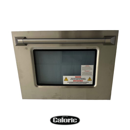 Oven Door & Kick Panel for Caloric CPR304-1-SS Gas Range. Part # 08-00001.