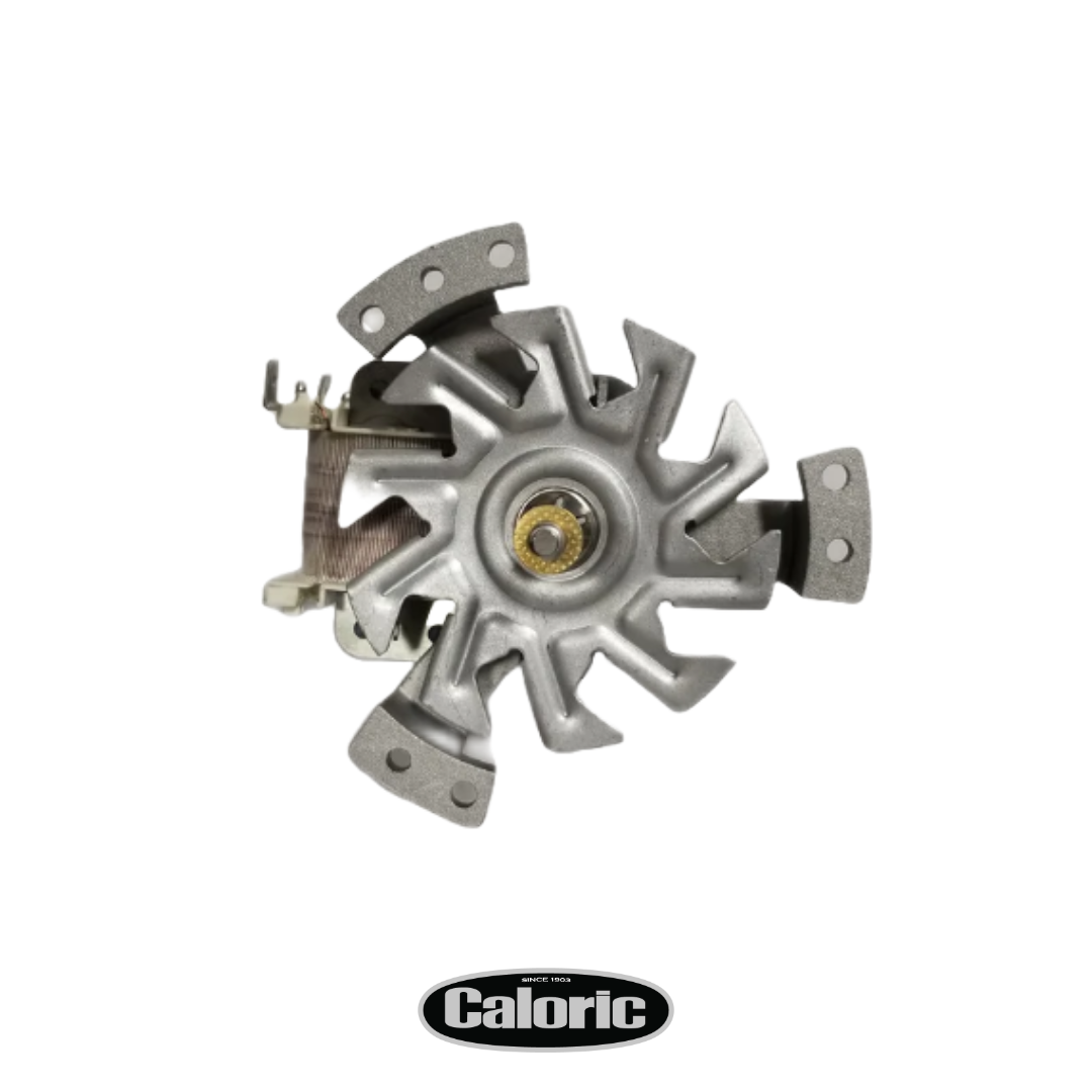 Convection fan for Caloric CPR Series professional gas ranges: CPR304-1-SS, CPR366-1-SS, CPR488-1-SS. Part # 08-00039.