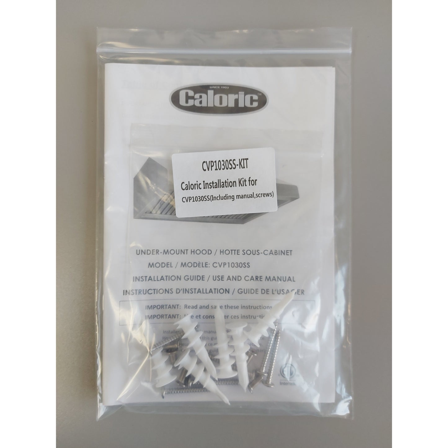 Caloric Hood CVP1030SS Installation Kit (including manual, screws) (CA-CVP1030SS-KIT)