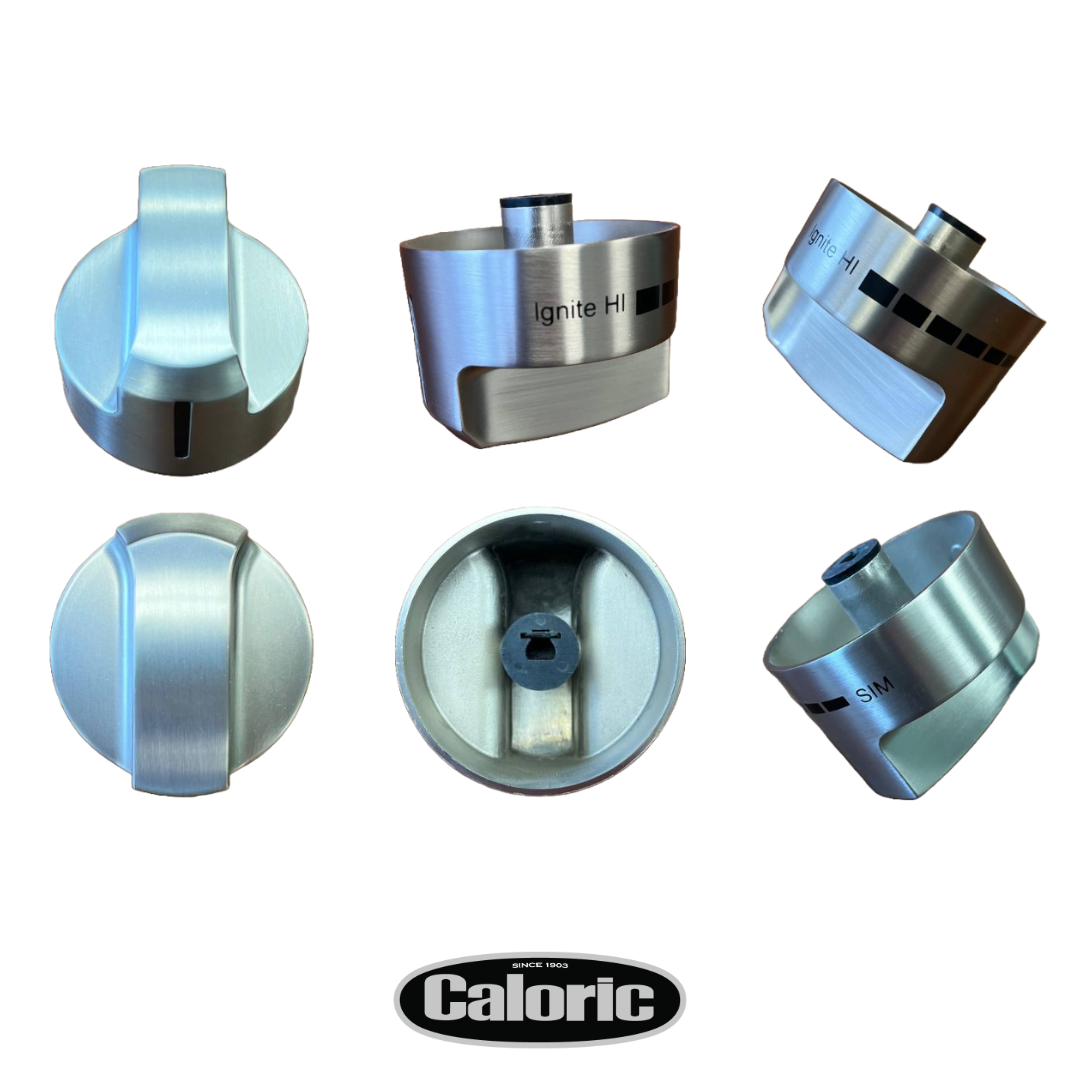 Burner knob for Caloric CPR Series gas ranges: CPR304-1-SS, CPR366-1-SS and CPR488-1-SS.
