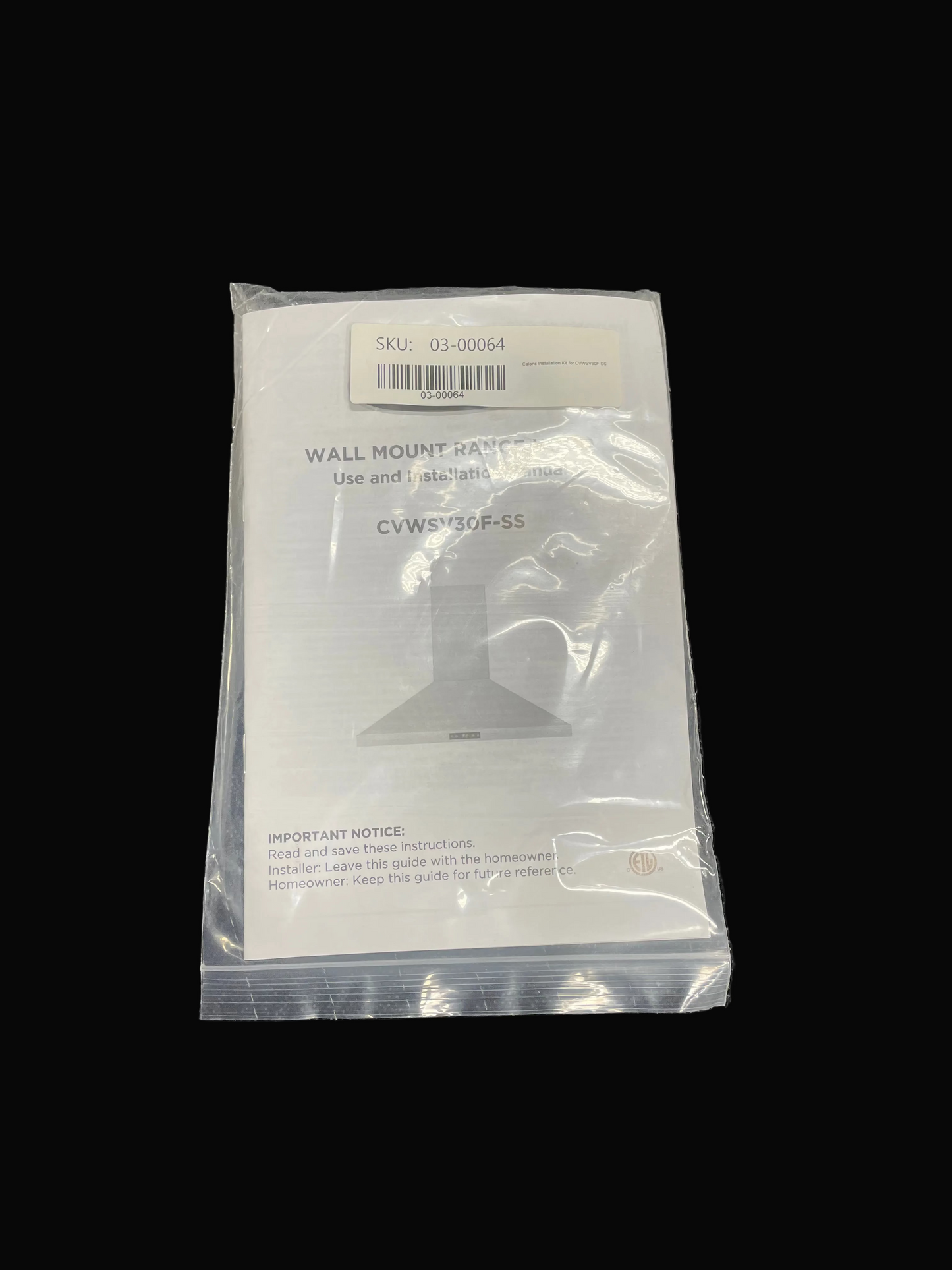 Caloric Installation Kit  (03-00064) CVWSV30F-SS